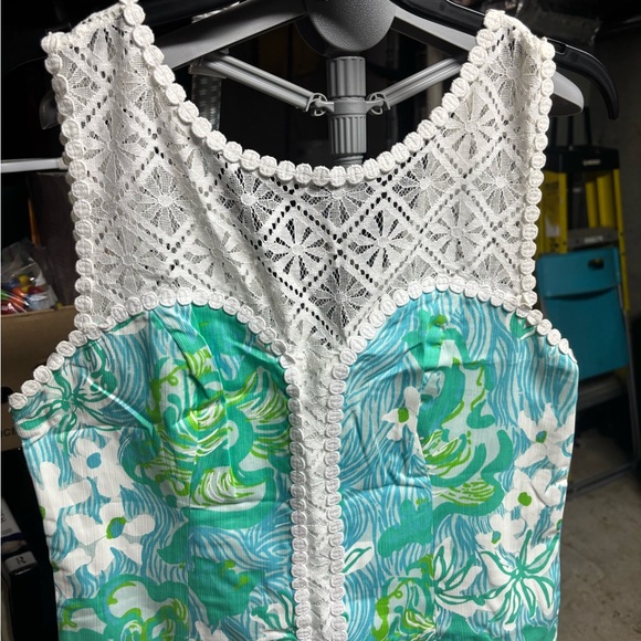 Lilly Pulitzer Sofia Lace Shift Dress in Lagoon Green Wave Rider - Picture 3 of 7